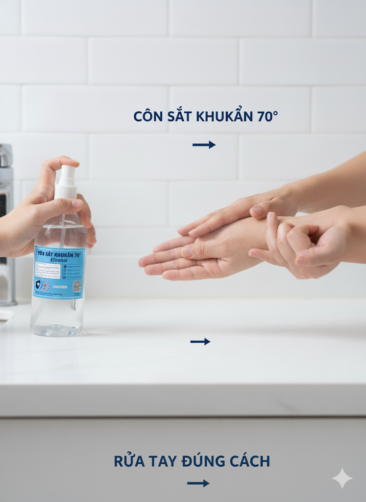 Cách Dùng Cồn 70 Độ Sát Khuẩn Đúng Cách – Tránh Sai Lầm Khi Sử Dụng