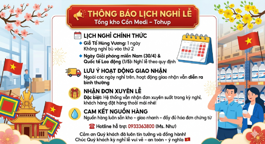 THÔNG BÁO LỊCH NGHỈ LỄ 30.4 - 1.5 NĂM 2026