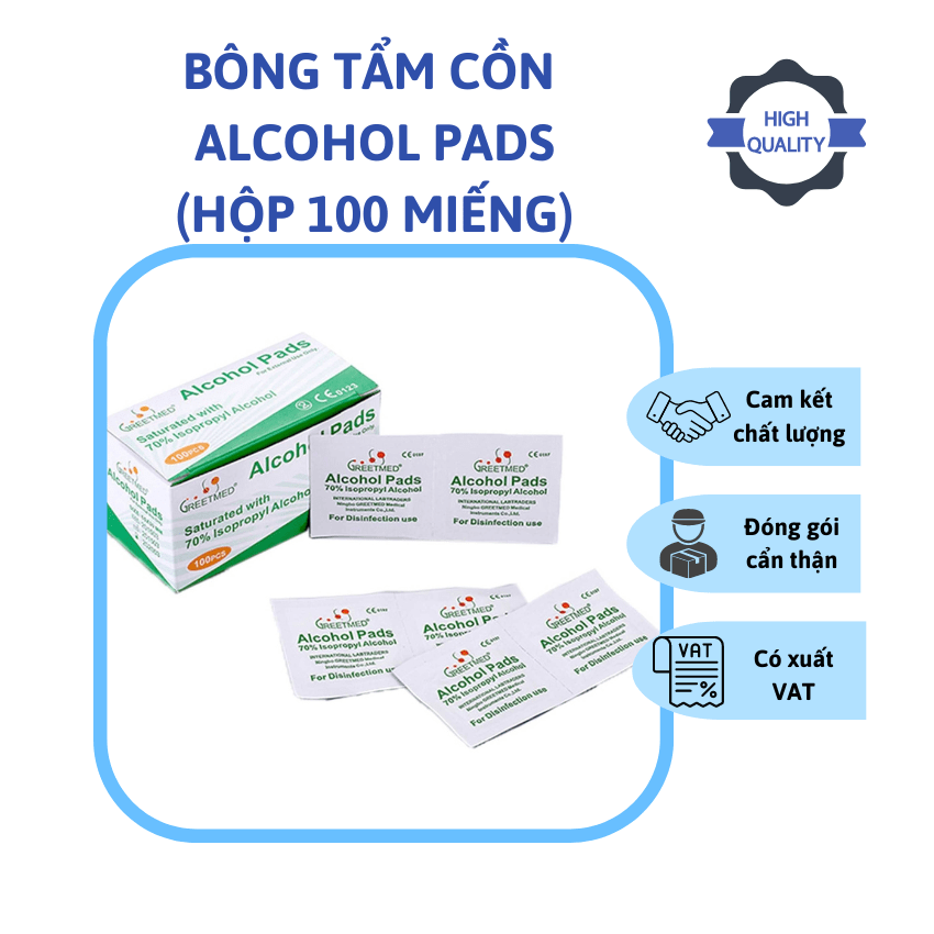 Bông Tẩm Cồn Alcohol Pads (Hộp 100 miếng)